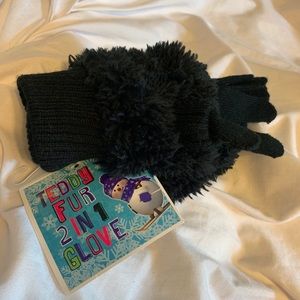 NWT Black fur gloves